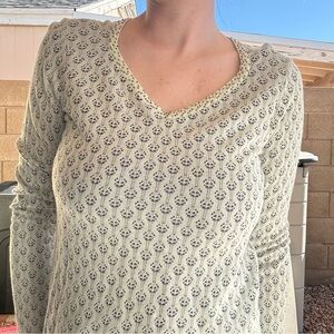 Sigrid Olsen Mint Lace V-Neck Top